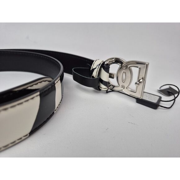 Dolce & Gabbana DG Women's Zebra Black White Leather Belt Size 70 cm 28" be1447 - Picture 2 of 5